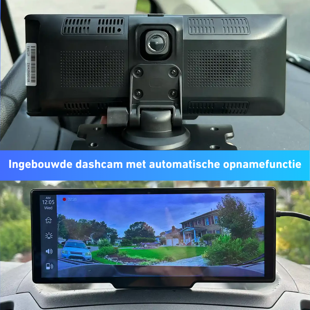 A car with a rear view camera and a rear view mirror.